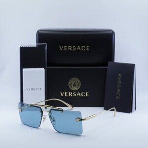 Versace VE2245 100280 Rectangle Sunglasses – Gold/Blue